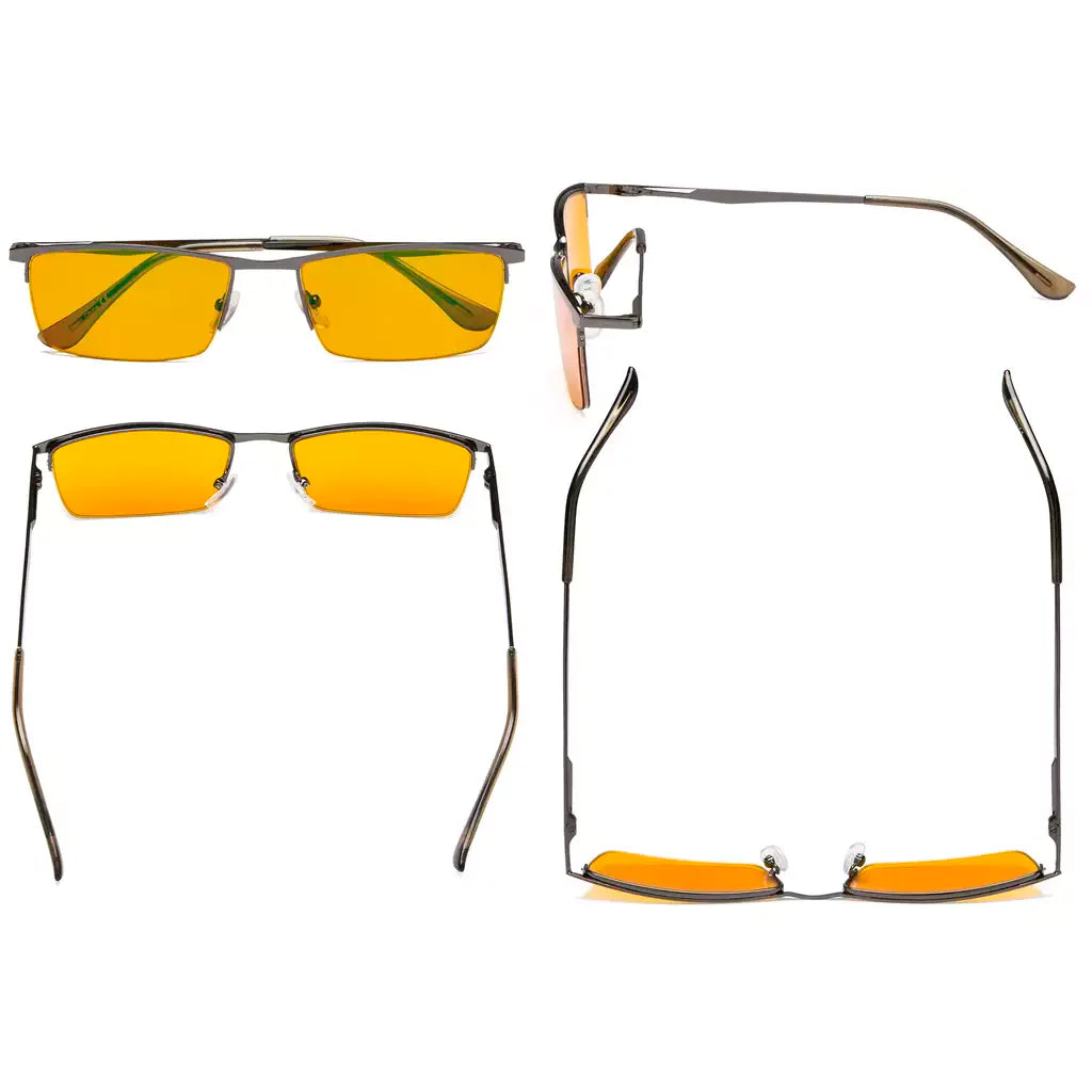 Half-Rim Orange Tinted Blue Light Blocking Reading Glasses Men