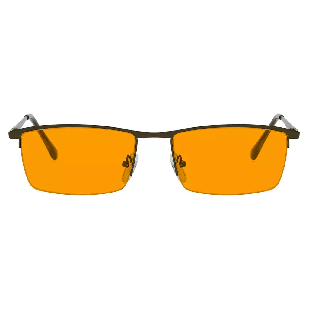 Half-Rim Orange Tinted Blue Light Blocking Reading Glasses Men