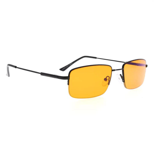 Titanium Orange Tinted Blue Light Blocking Half Rim Reading Glasses Men