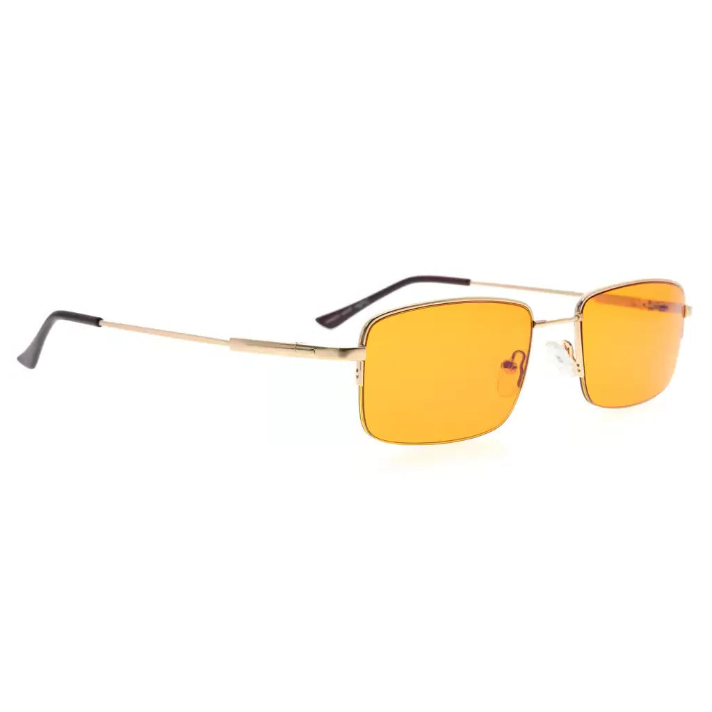 Titanium Orange Tinted Blue Light Blocking Half Rim Reading Glasses Men