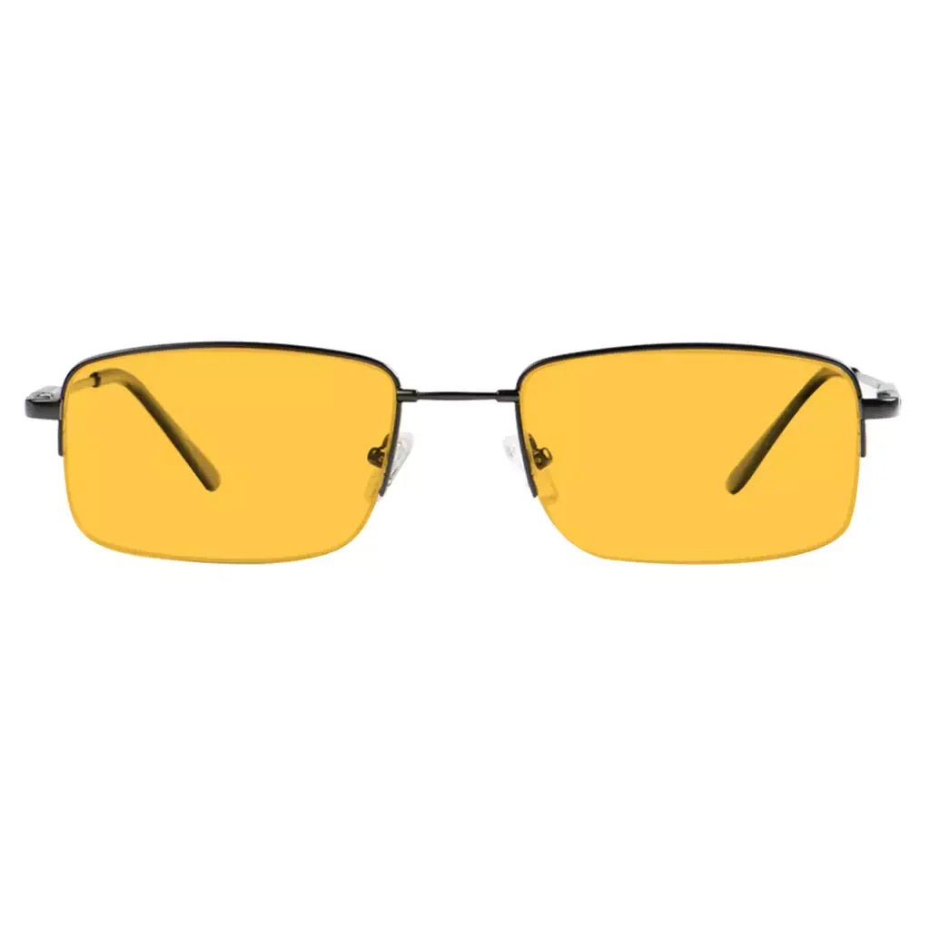 Titanium Orange Tinted Blue Light Blocking Half Rim Reading Glasses Men