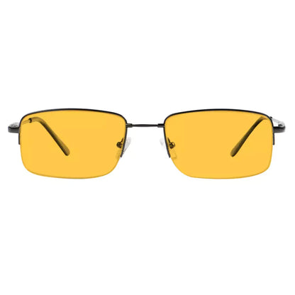 Titanium Orange Tinted Blue Light Blocking Half Rim Reading Glasses Men