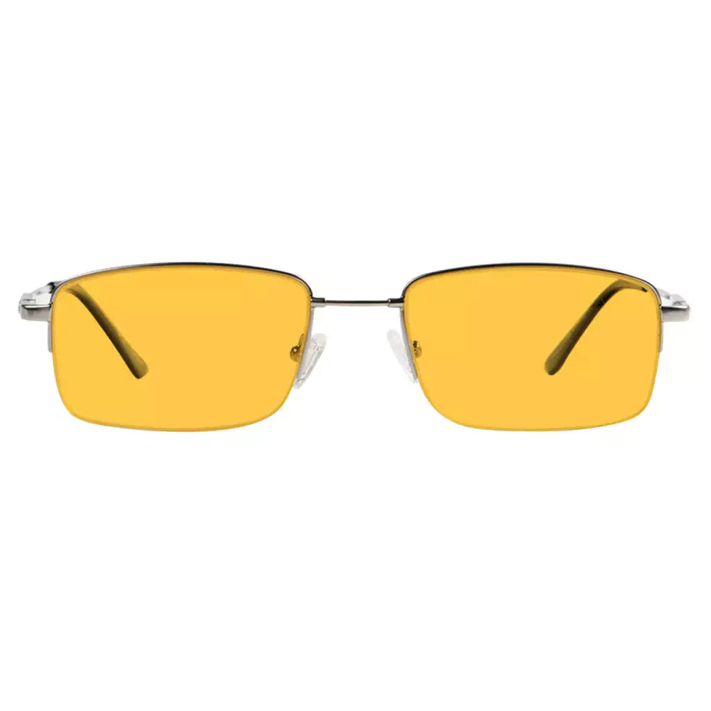 Titanium Orange Tinted Blue Light Blocking Half Rim Reading Glasses Men