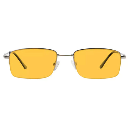 Titanium Orange Tinted Blue Light Blocking Half Rim Reading Glasses Men