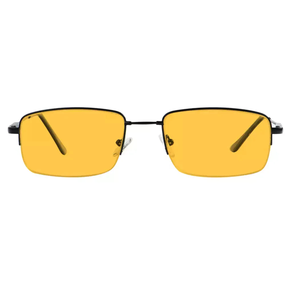 Titanium Orange Tinted Blue Light Blocking Half Rim Reading Glasses Men