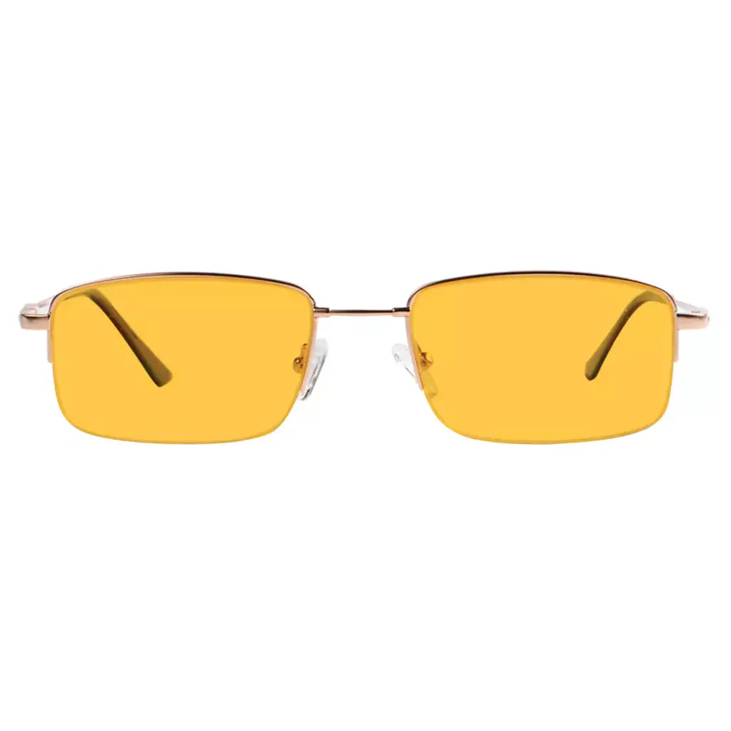 Titanium Orange Tinted Blue Light Blocking Half Rim Reading Glasses Men