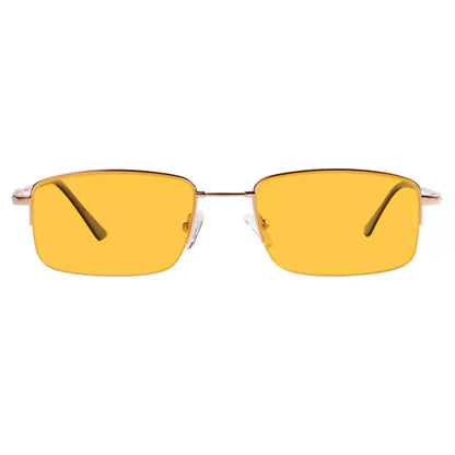 Titanium Orange Tinted Blue Light Blocking Half Rim Reading Glasses Men
