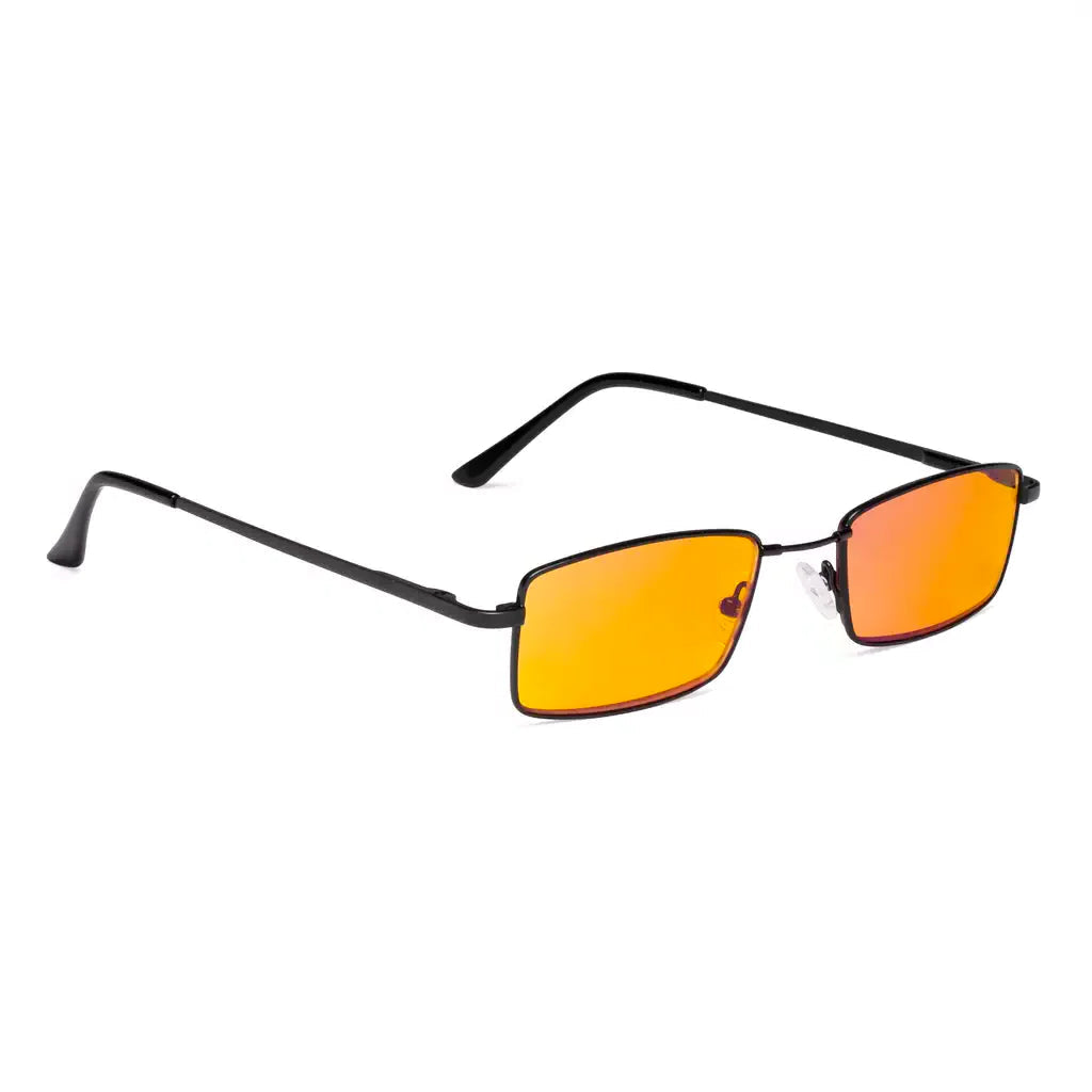 Orange Tinted Wire Rim Blue Light Blocking Reading Glasses Men