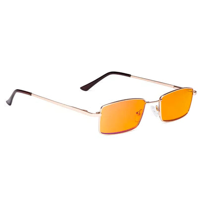 Orange Tinted Wire Rim Blue Light Blocking Reading Glasses Men