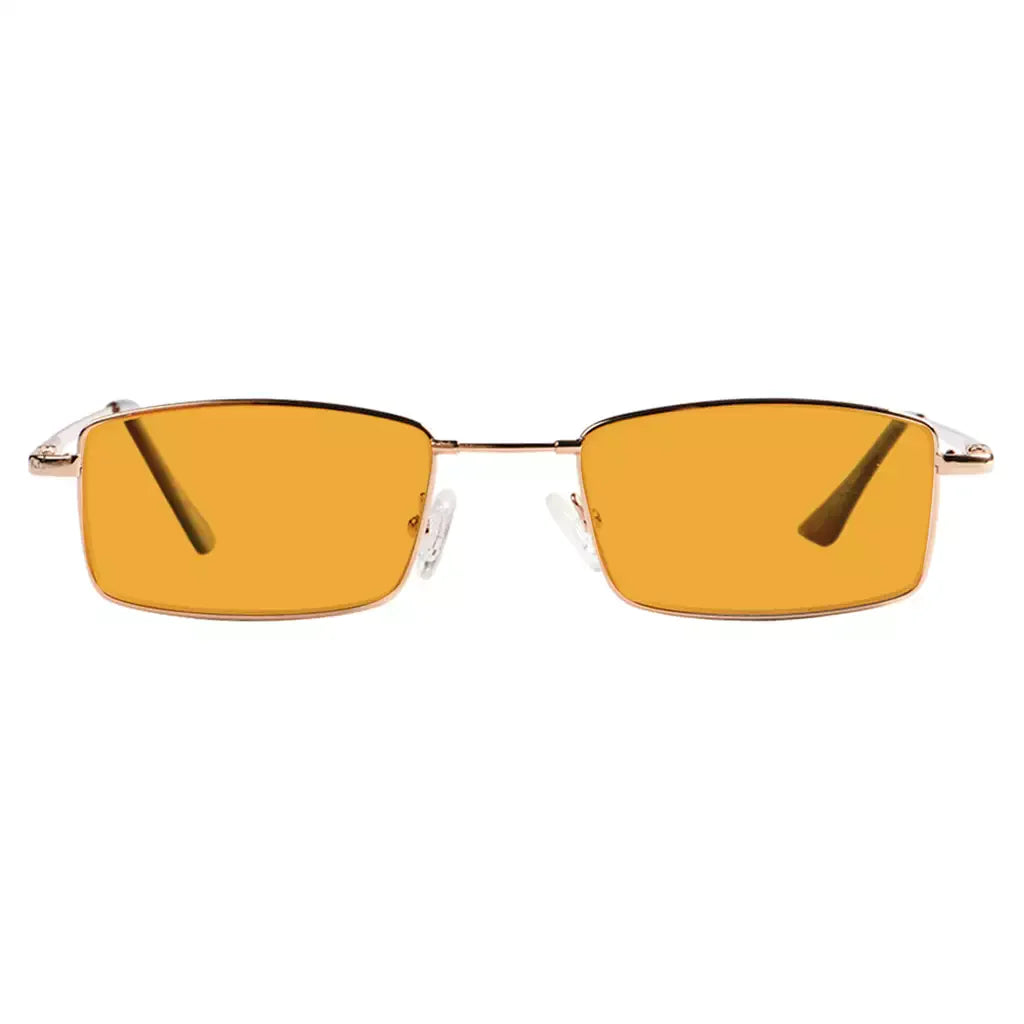 Orange Tinted Wire Rim Blue Light Blocking Reading Glasses Men