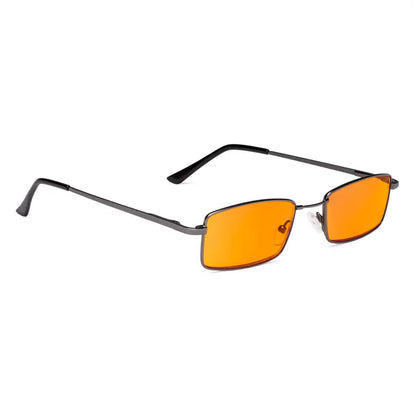Orange Tinted Wire Rim Blue Light Blocking Reading Glasses Men