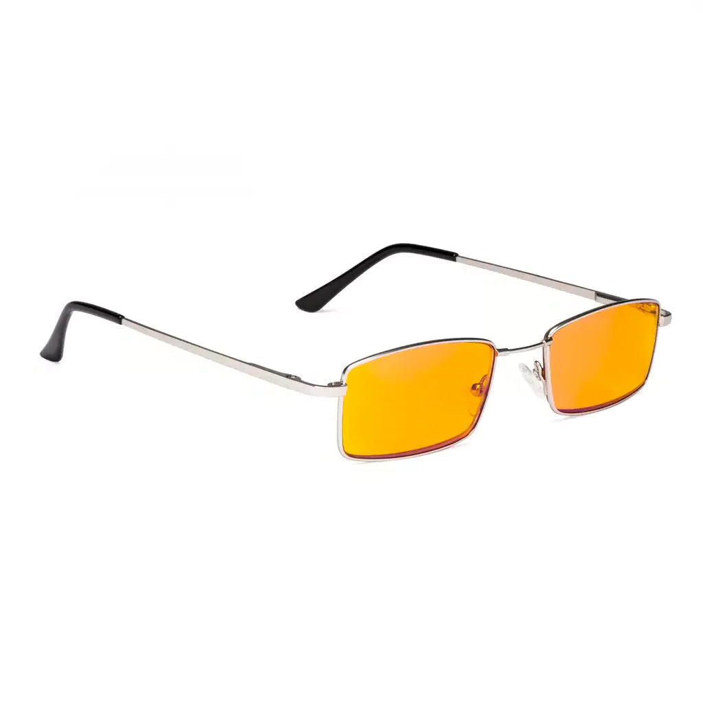 Orange Tinted Wire Rim Blue Light Blocking Reading Glasses Men