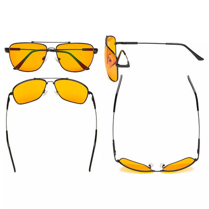 Pilot Orange Tinted Blue Light Blocking Glasses Women Men