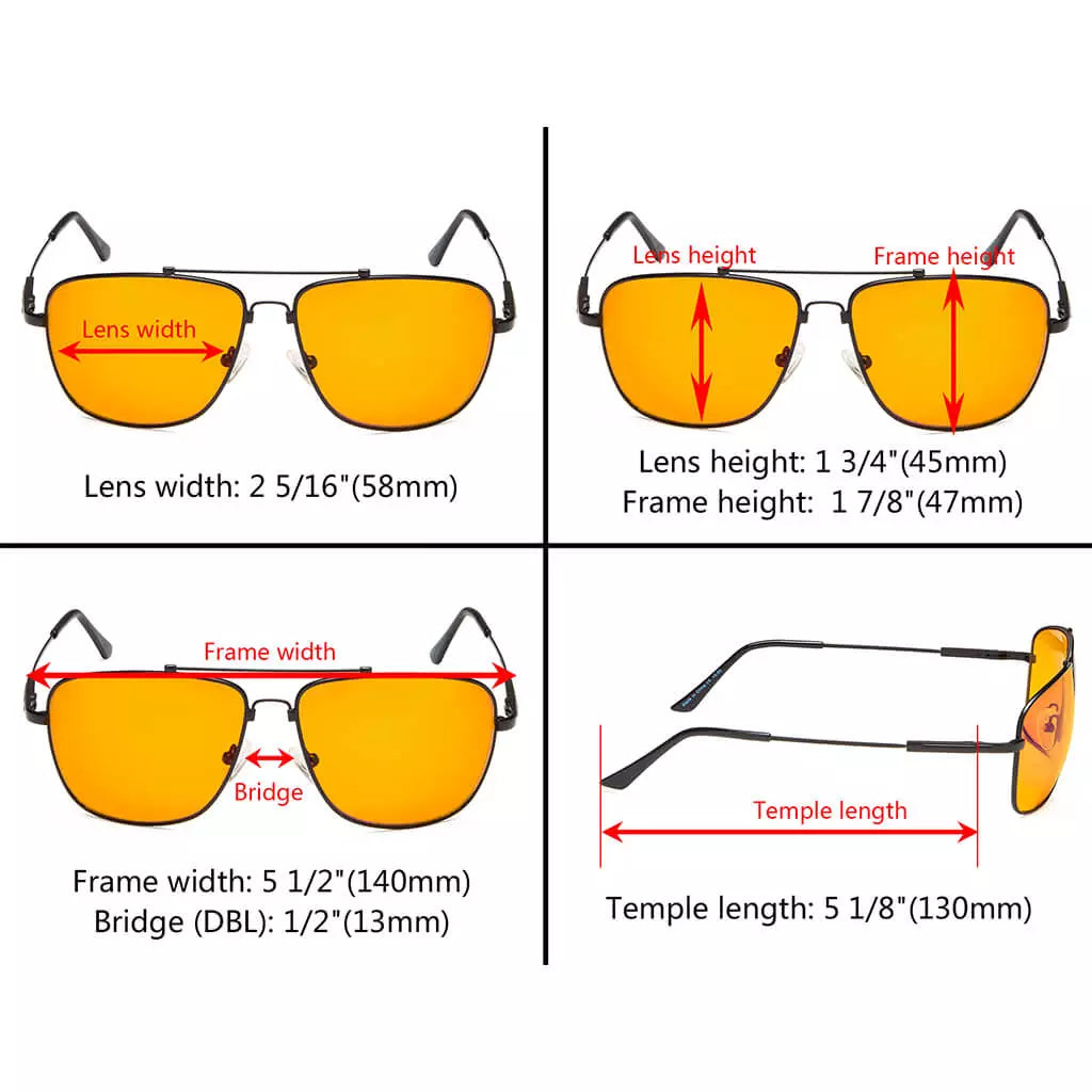 Pilot Orange Tinted Blue Light Blocking Glasses Women Men