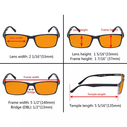 Orange Tinted Blue Light Blocking Reading Glasses Women Men