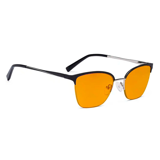 Half Rim Blue Light Blocking Glasses Orange Tinted Women