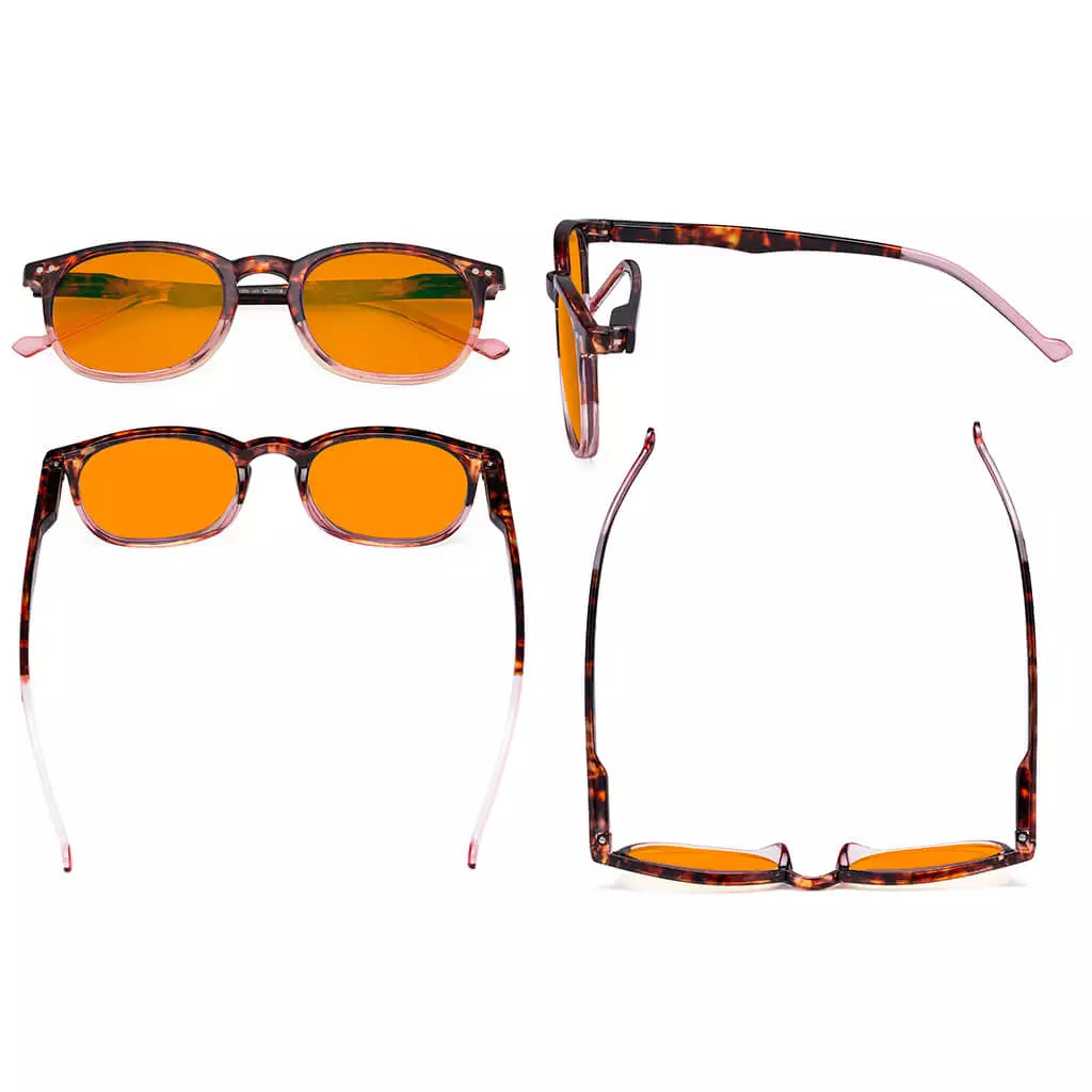 Retro Orange Tinted Blue Light Blocking Reading Glasses Women Men
