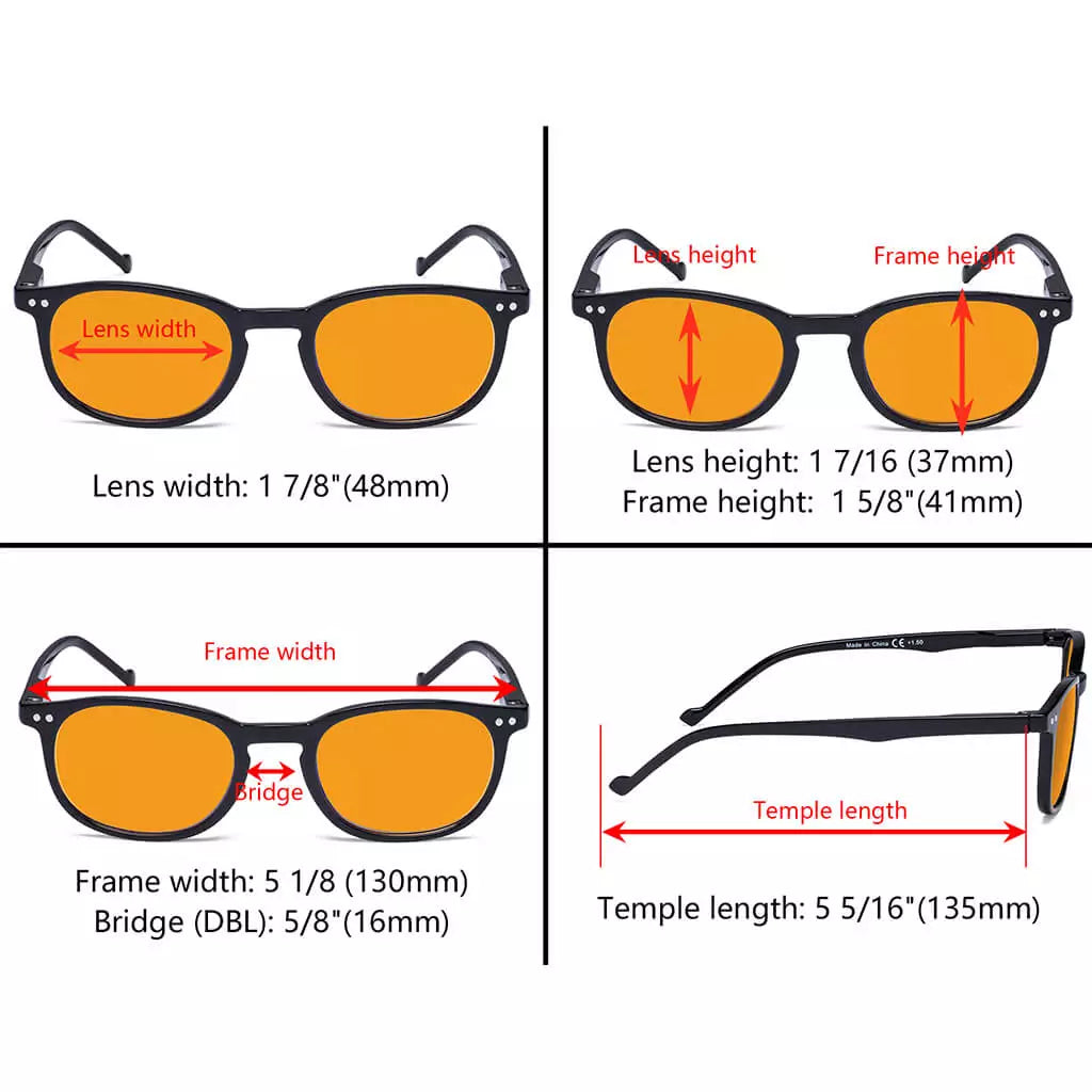 Retro Orange Tinted Blue Light Blocking Reading Glasses Women Men