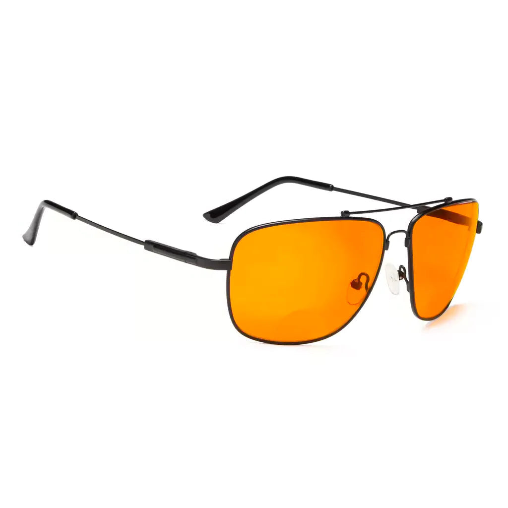 Titanium Pilot Orange Tinted Blue Light Blocking Reading Glasses Men