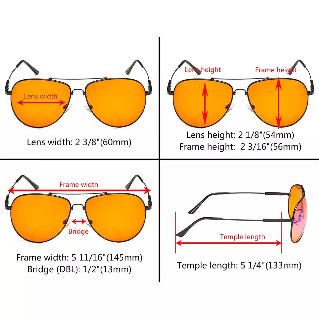 Memory Frame Orange Tinted Blue Light Blocking Bifocal Glasses for Men