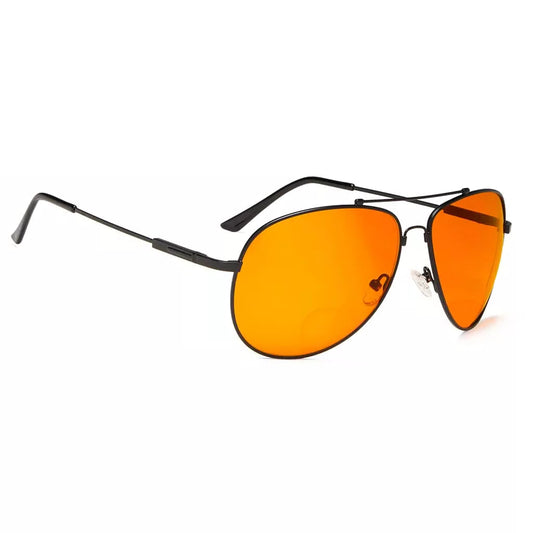 Memory Frame Orange Tinted Blue Light Blocking Bifocal Glasses for Men