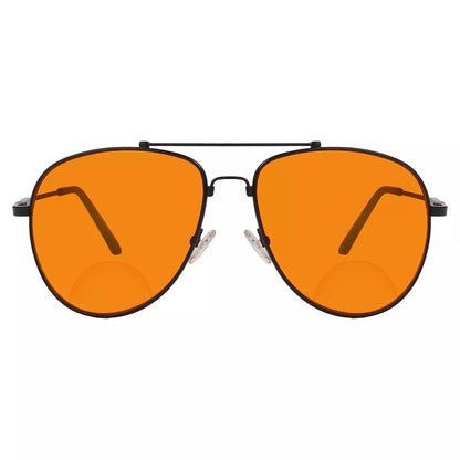 Memory Frame Orange Tinted Blue Light Blocking Bifocal Glasses for Men