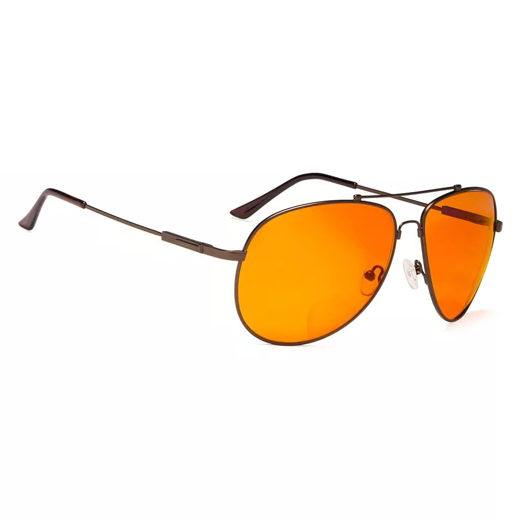 Memory Frame Orange Tinted Blue Light Blocking Bifocal Glasses for Men