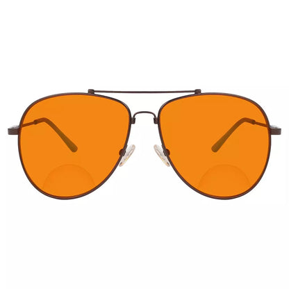 Memory Frame Orange Tinted Blue Light Blocking Bifocal Glasses for Men