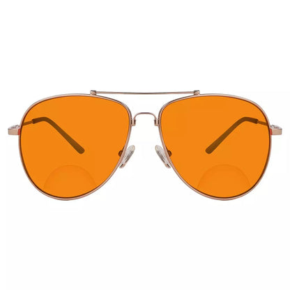 Memory Frame Orange Tinted Blue Light Blocking Bifocal Glasses for Men
