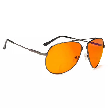 Memory Frame Orange Tinted Blue Light Blocking Bifocal Glasses for Men