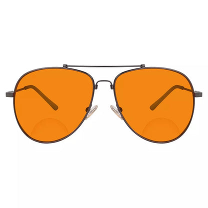 Memory Frame Orange Tinted Blue Light Blocking Bifocal Glasses for Men