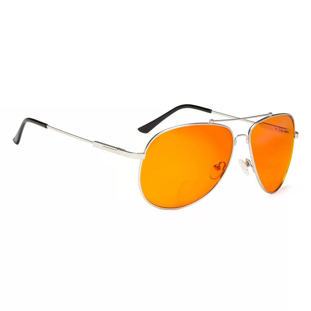 Memory Frame Orange Tinted Blue Light Blocking Bifocal Glasses for Men