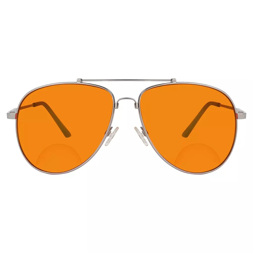Memory Frame Orange Tinted Blue Light Blocking Bifocal Glasses for Men