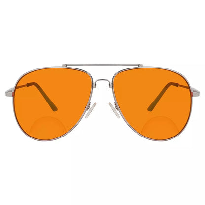 Memory Frame Orange Tinted Blue Light Blocking Bifocal Glasses for Men
