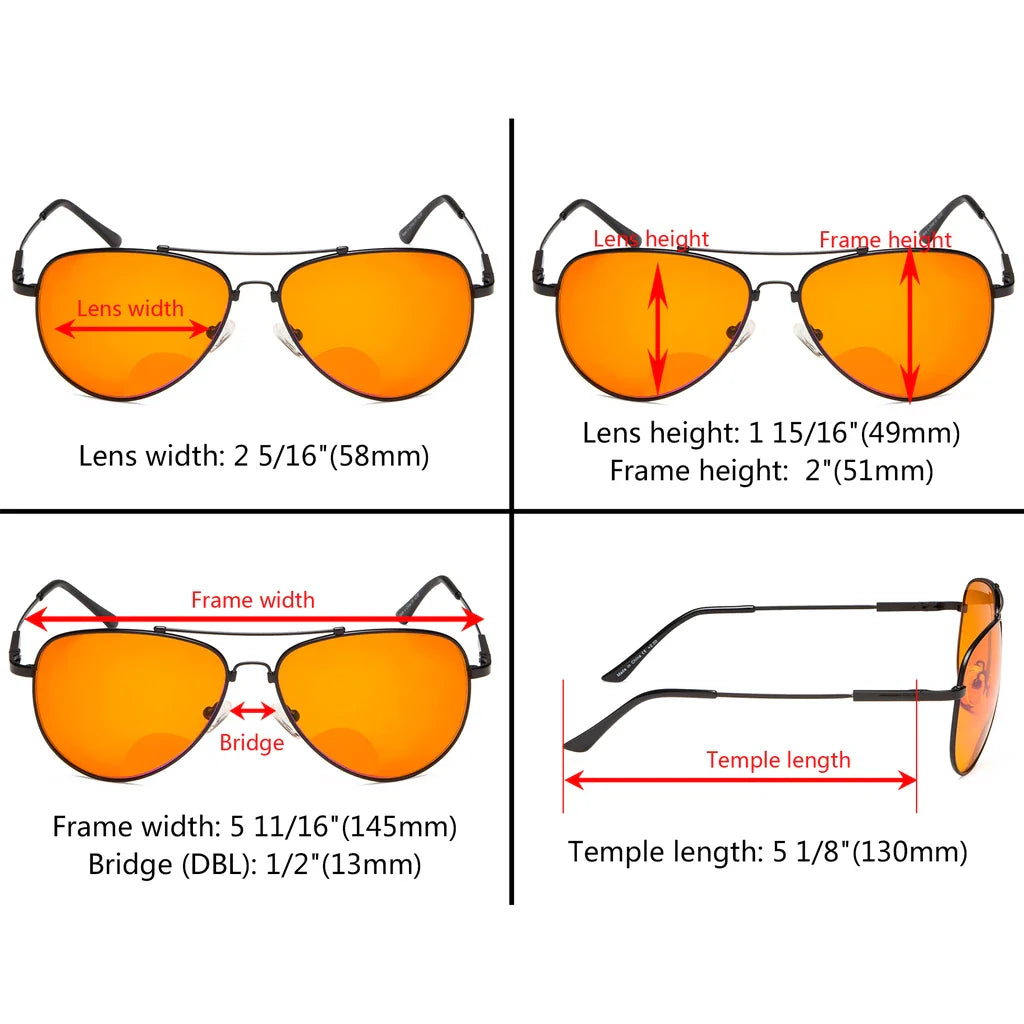 Titanium Orange Tinted Bifocal Reading Glasses for Men