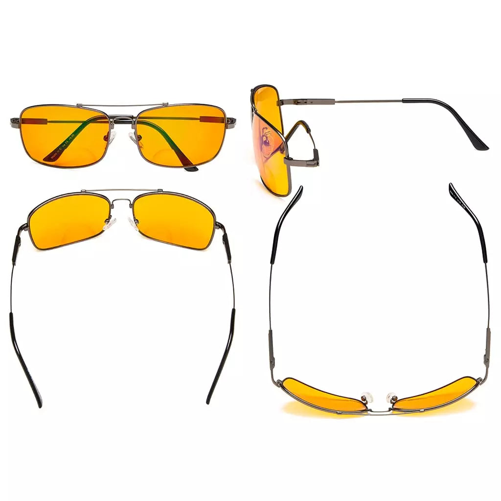 Memory Frame Orange Tinted Blue Light Blocking Bifocal Glasses Men