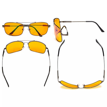 Memory Frame Orange Tinted Blue Light Blocking Bifocal Glasses Men