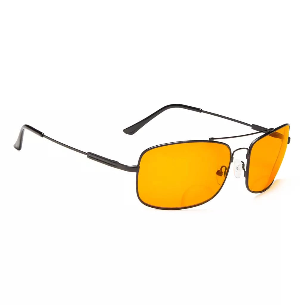 Memory Frame Orange Tinted Blue Light Blocking Bifocal Glasses Men