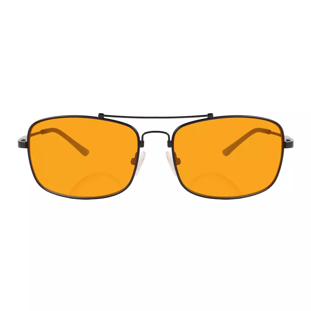 Memory Frame Orange Tinted Blue Light Blocking Bifocal Glasses Men