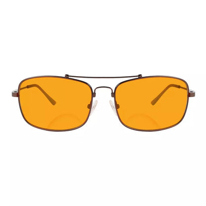 Memory Frame Orange Tinted Blue Light Blocking Bifocal Glasses Men
