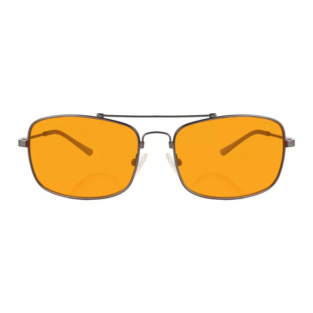 Memory Frame Orange Tinted Blue Light Blocking Bifocal Glasses Men