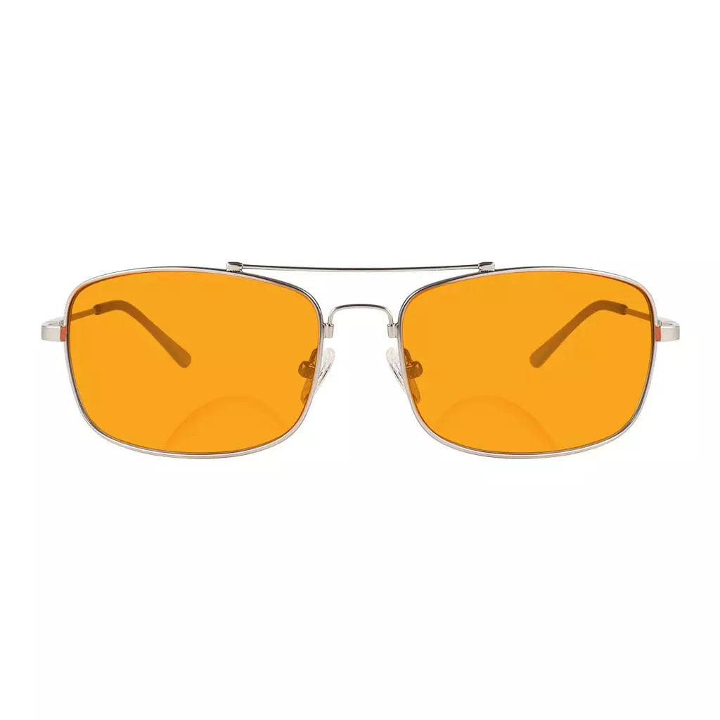 Memory Frame Orange Tinted Blue Light Blocking Bifocal Glasses Men