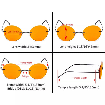 Round Frameless Orange Tinted Blue Light Blocking Reading Glasses for Women and Men