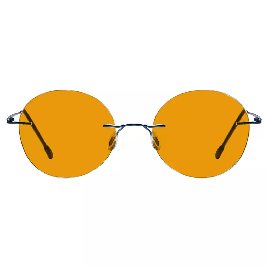 Round Frameless Orange Tinted Blue Light Blocking Reading Glasses for Women and Men