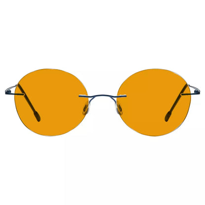Round Frameless Orange Tinted Blue Light Blocking Reading Glasses for Women and Men