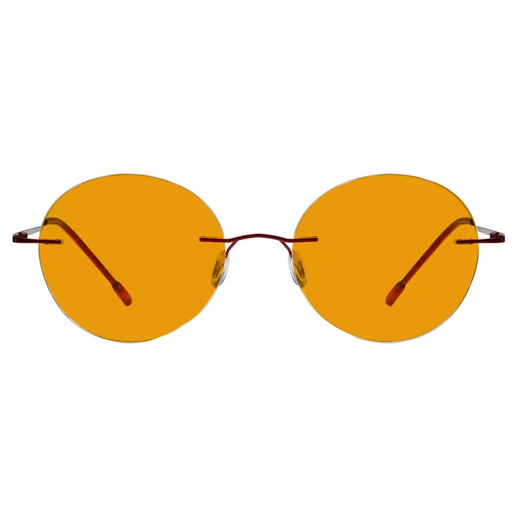 Round Frameless Orange Tinted Blue Light Blocking Reading Glasses for Women and Men