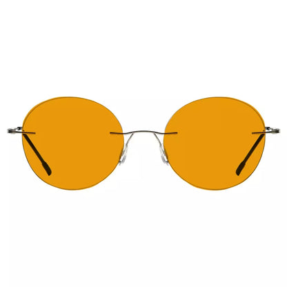 Round Frameless Orange Tinted Blue Light Blocking Reading Glasses for Women and Men