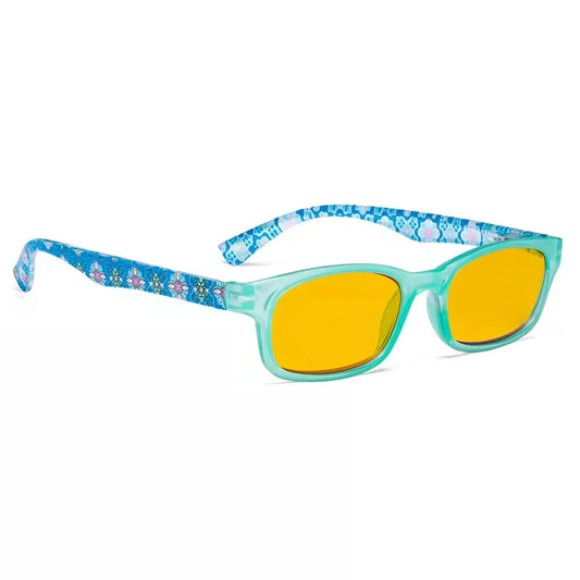 Amber Tinted Patterned Design Blue Light Blocking Reading Glasses Women