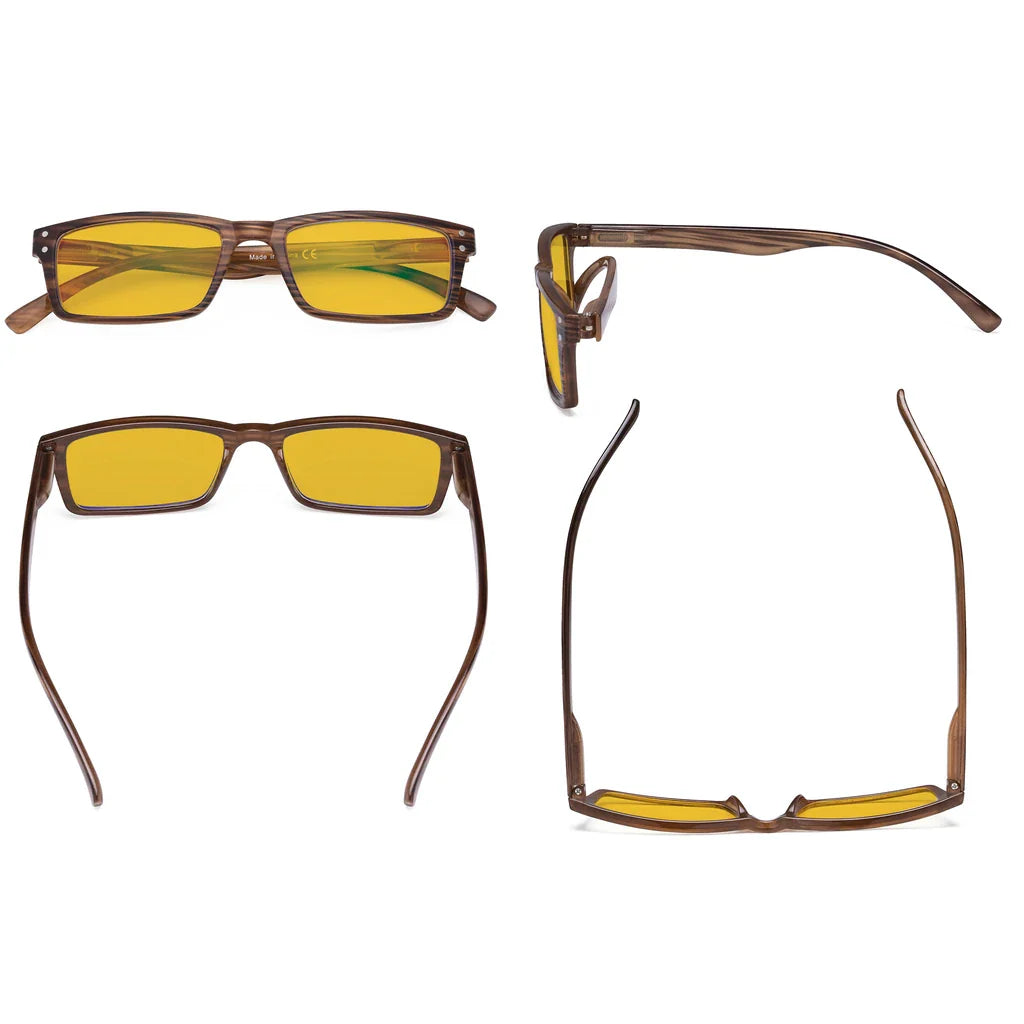 Amber Tinted Patterned Blue Light Blocking Reading Glasses Men