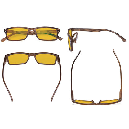 Amber Tinted Patterned Blue Light Blocking Reading Glasses Men